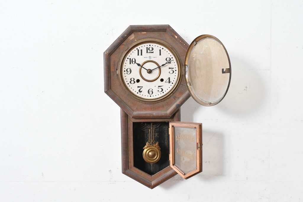 和製アンティーク　精工舎(SEIKOSHA、セイコー)　時代を感じる佇まいのレトロな八角振り子時計　(R-086136)