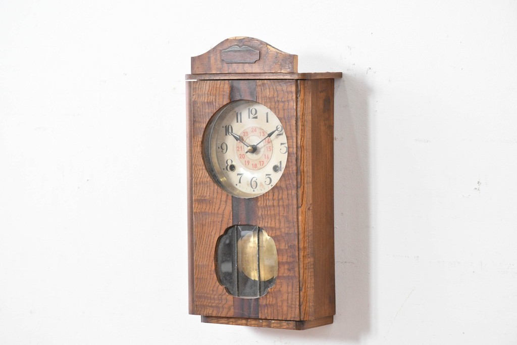 和製アンティーク　味わいのある木目が魅力の振り子時計　(R-086137)