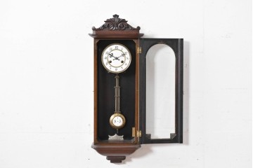 和製アンティーク　明治大正期　スリゲル型　ホーロー文字盤のクラシカルな振り子時計　(R-086139)