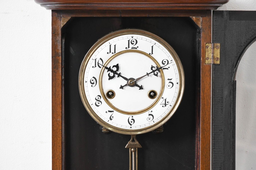 和製アンティーク　明治大正期　スリゲル型　ホーロー文字盤のクラシカルな振り子時計　(R-086139)