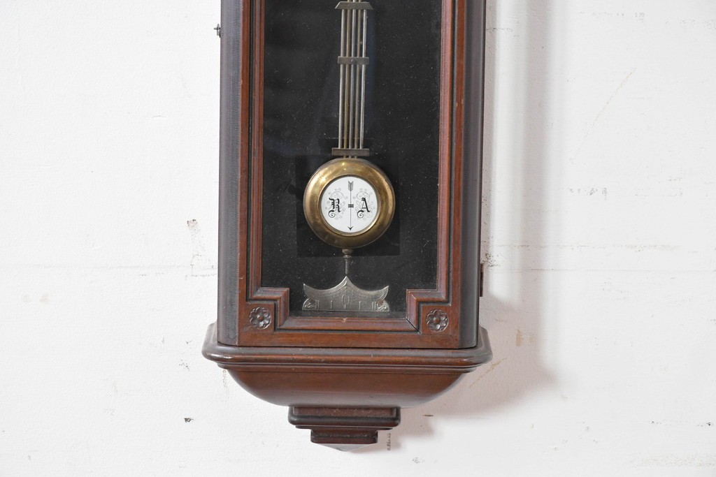 和製アンティーク　明治大正期　スリゲル型　ホーロー文字盤のクラシカルな振り子時計　(R-086139)