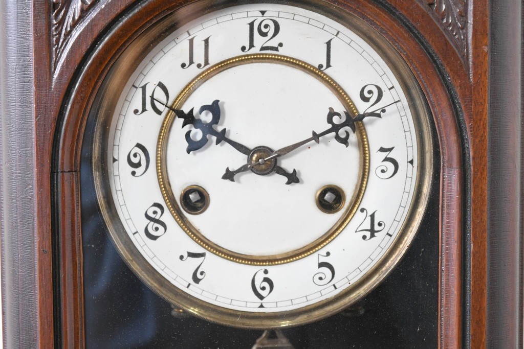 和製アンティーク　明治大正期　スリゲル型　ホーロー文字盤のクラシカルな振り子時計　(R-086139)