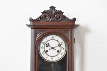 和製アンティーク　明治大正期　スリゲル型　ホーロー文字盤のクラシカルな振り子時計　(R-086139)