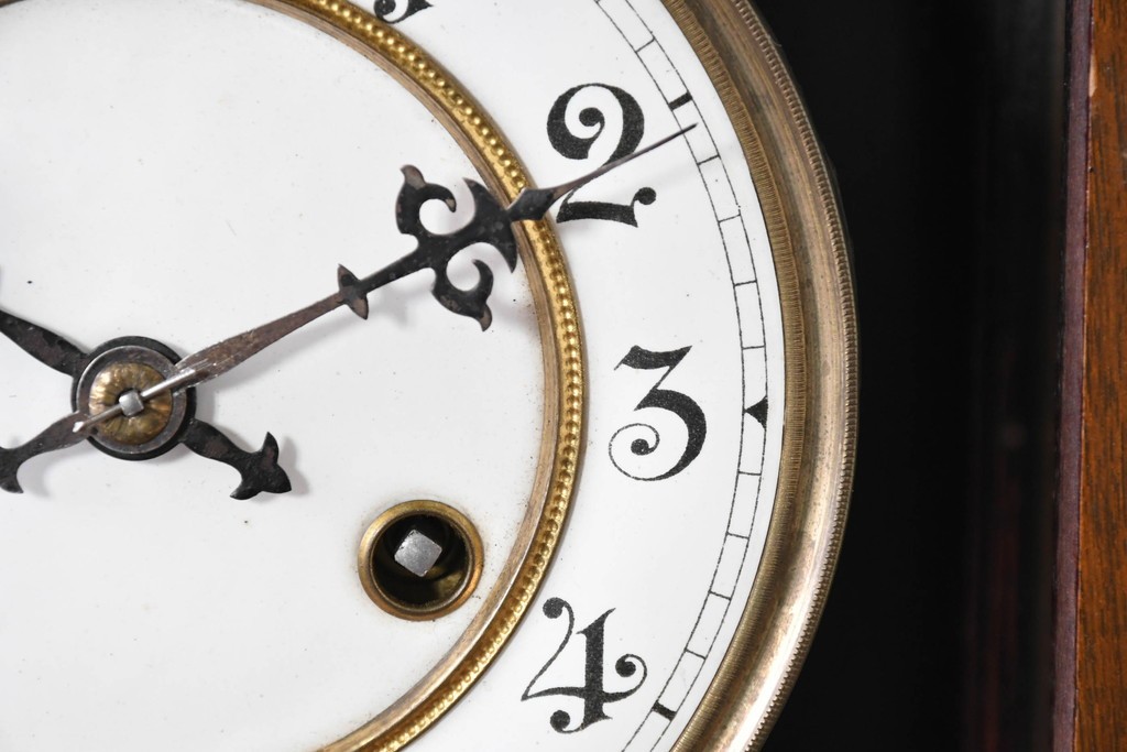 和製アンティーク　明治大正期　スリゲル型　ホーロー文字盤のクラシカルな振り子時計　(R-086139)