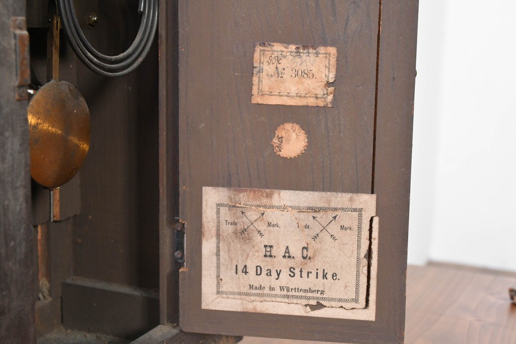 ドイツアンティーク　H.A.C(ハンブルグ・アメリカンクロック・カンパニー)製　Junghans(ユンハンス)合併前の希少品!　文字盤の美しい置時計　(R-086141)