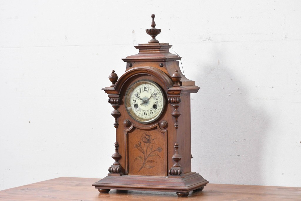 ドイツアンティーク　H.A.C(ハンブルグ・アメリカンクロック・カンパニー)製　Junghans(ユンハンス)合併前の希少品!　文字盤の美しい置時計　(R-086141)