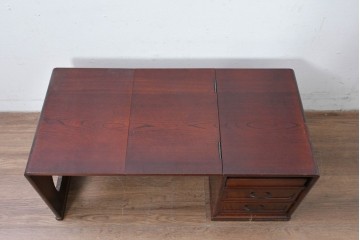 中古　希少な廃番品　欅(ケヤキ)材　コンパクトにまとまる折り畳み式文机　(R-086142)