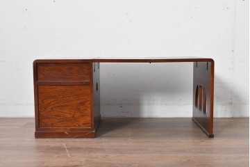 中古　希少な廃番品　欅(ケヤキ)材　コンパクトにまとまる折り畳み式文机　(R-086142)