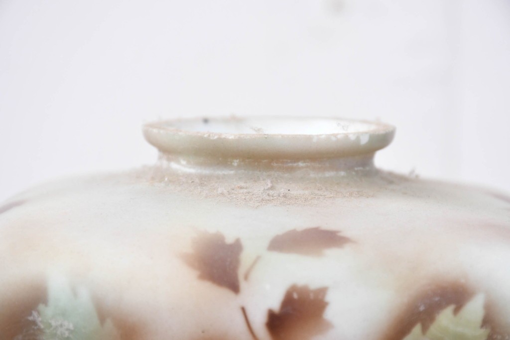 《引っ掛けシーリング式ペンダントライト加工費込み》フランスヴィンテージ　花文様がやさしく浮かぶガラスシェード　(R-086143)