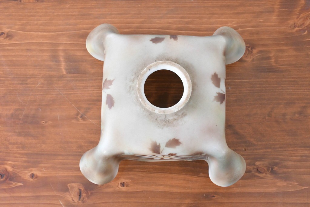 《引っ掛けシーリング式ペンダントライト加工費込み》フランスヴィンテージ　花文様がやさしく浮かぶガラスシェード　(R-086143)