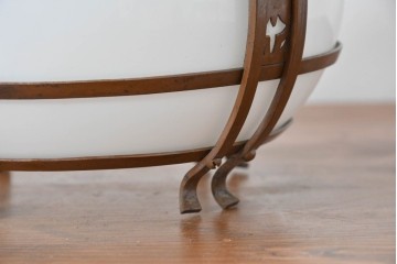 《引っ掛けシーリング式ペンダントライト加工費込み》　和製アンティーク　銅フレームの透かし文様が美しいペンダントライト　(R-086145)