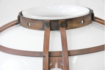 《引っ掛けシーリング式ペンダントライト加工費込み》　和製アンティーク　銅フレームの透かし文様が美しいペンダントライト　(R-086145)