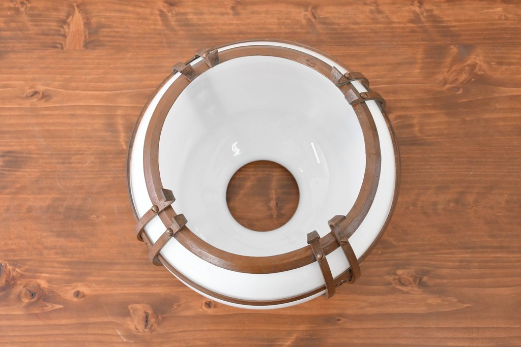 《引っ掛けシーリング式ペンダントライト加工費込み》　和製アンティーク　銅フレームの透かし文様が美しいペンダントライト　(R-086145)