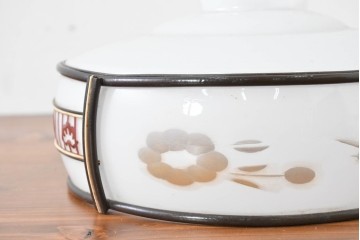 《引っ掛けシーリング式ペンダントライト加工費込み》　和製ヴィンテージ　昭和初期　セルロイド装飾による花文がやさしくあしらわれた照明シェード　(R-086146)