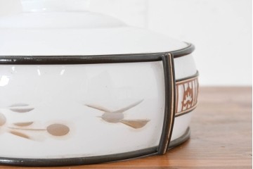 《引っ掛けシーリング式ペンダントライト加工費込み》　和製ヴィンテージ　昭和初期　セルロイド装飾による花文がやさしくあしらわれた照明シェード　(R-086146)