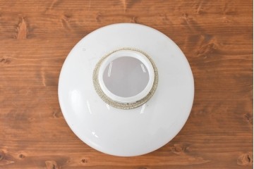 《天井・壁付け照明加工費込み》　和製アンティーク　シンプルな乳白色のオーバル型シーリングライト　(R-086152)