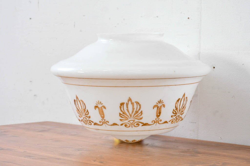 《引っ掛けシーリング式ペンダントライト加工費込み》　和製アンティーク　ゴールドの文様が優雅な大型ペンダントライト　(R-086154)