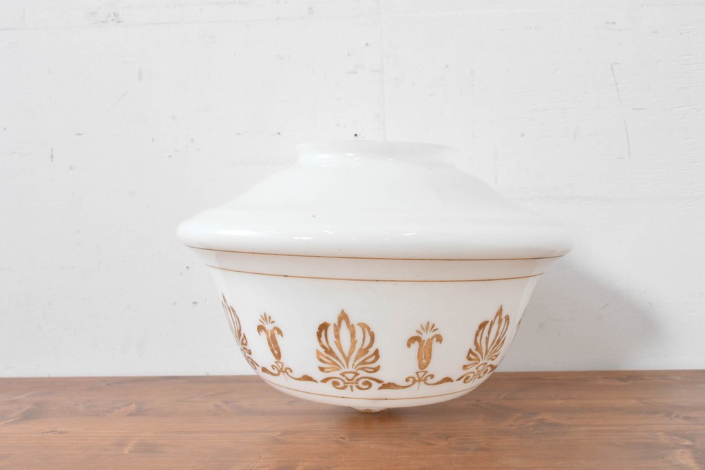 《引っ掛けシーリング式ペンダントライト加工費込み》　和製アンティーク　ゴールドの文様が優雅な大型ペンダントライト　(R-086154)