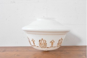 《引っ掛けシーリング式ペンダントライト加工費込み》　和製アンティーク　ゴールドの文様が優雅な大型ペンダントライト　(R-086154)