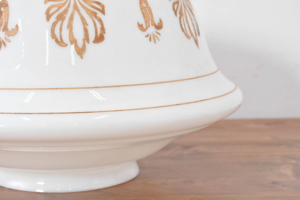 《引っ掛けシーリング式ペンダントライト加工費込み》　和製アンティーク　ゴールドの文様が優雅な大型ペンダントライト　(R-086154)