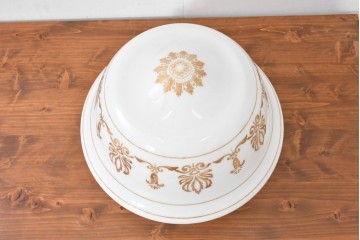 《引っ掛けシーリング式ペンダントライト加工費込み》　和製アンティーク　ゴールドの文様が優雅な大型ペンダントライト　(R-086154)