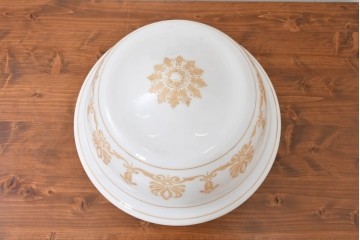 《引っ掛けシーリング式ペンダントライト加工費込み》　和製アンティーク　ゴールドの文様が優雅な大型ペンダントライト　(R-086155)