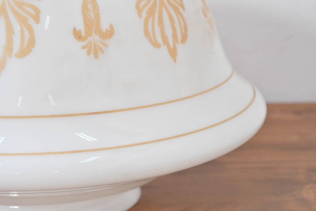 《引っ掛けシーリング式ペンダントライト加工費込み》　和製アンティーク　ゴールドの文様が優雅な大型ペンダントライト　(R-086155)