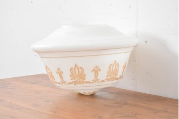 《引っ掛けシーリング式ペンダントライト加工費込み》　和製アンティーク　ゴールドの文様が優雅な大型ペンダントライト　(R-086155)