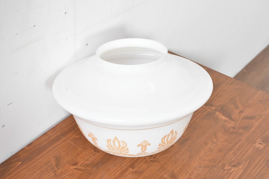 《引っ掛けシーリング式ペンダントライト加工費込み》　和製アンティーク　ゴールドの文様が優雅な大型ペンダントライト　(R-086155)