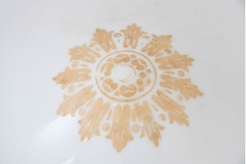 《引っ掛けシーリング式ペンダントライト加工費込み》　和製アンティーク　ゴールドの文様が優雅な大型ペンダントライト　(R-086155)