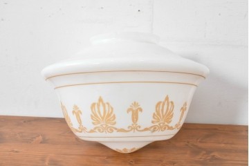 《引っ掛けシーリング式ペンダントライト加工費込み》　和製アンティーク　ゴールドの文様が優雅な大型ペンダントライト　(R-086155)