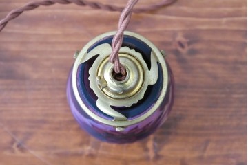 フランスアンティーク　Laflor(ラフロール)ガラス工房　美しい花モチーフのガレ風ペンダントライト　(R-086180)