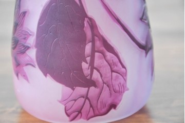 フランスアンティーク　Laflor(ラフロール)ガラス工房　美しい花モチーフのガレ風ペンダントライト　(R-086180)