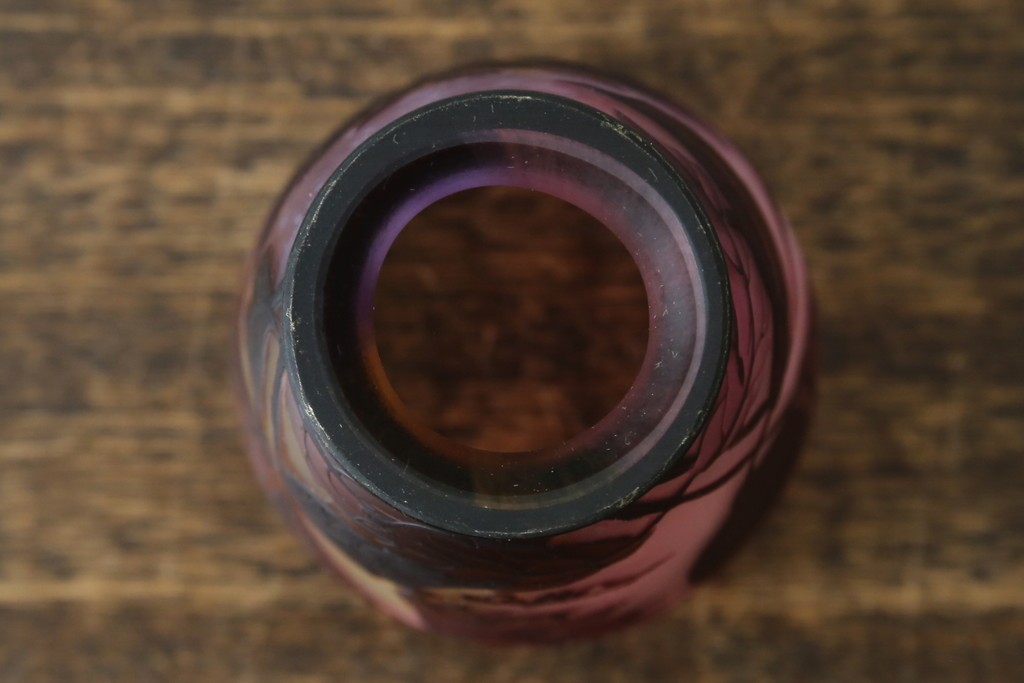 フランスアンティーク　Laflor(ラフロール)ガラス工房　美しい花モチーフのガレ風ペンダントライト　(R-086180)