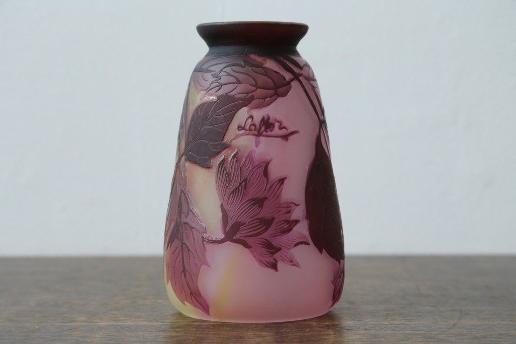 フランスアンティーク　Laflor(ラフロール)ガラス工房　美しい花モチーフのガレ風ペンダントライト　(R-086180)