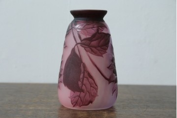 フランスアンティーク　Laflor(ラフロール)ガラス工房　美しい花モチーフのガレ風ペンダントライト　(R-086180)