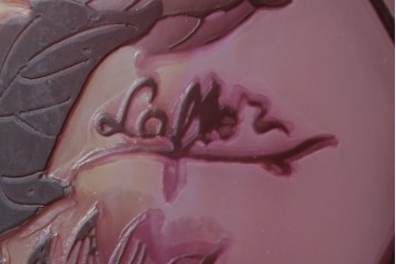 フランスアンティーク　Laflor(ラフロール)ガラス工房　美しい花モチーフのガレ風ペンダントライト　(R-086180)