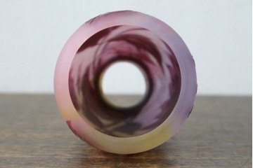 フランスアンティーク　Laflor(ラフロール)ガラス工房　美しい花モチーフのガレ風ペンダントライト　(R-086180)