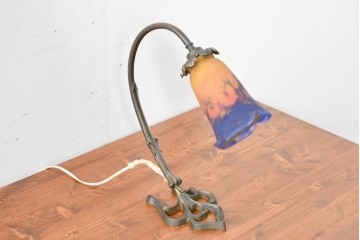 フランスアンティーク　Muller Freres Luneville(ミューラー兄弟)　配色の美しいガラスシェードのテーブルスタンド　(R-086183)