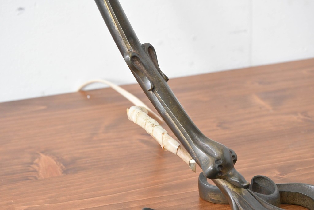 フランスアンティーク　Muller Freres Luneville(ミューラー兄弟)　配色の美しいガラスシェードのテーブルスタンド　(R-086183)