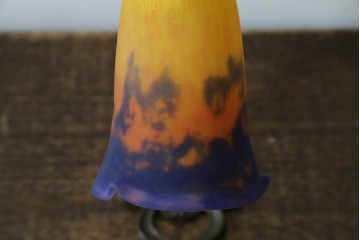 フランスアンティーク　Muller Freres Luneville(ミューラー兄弟)　配色の美しいガラスシェードのテーブルスタンド　(R-086183)