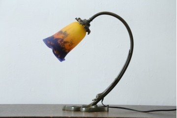 フランスアンティーク　Muller Freres Luneville(ミューラー兄弟)　配色の美しいガラスシェードのテーブルスタンド　(R-086183)