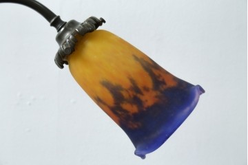 フランスアンティーク　Muller Freres Luneville(ミューラー兄弟)　配色の美しいガラスシェードのテーブルスタンド　(R-086183)