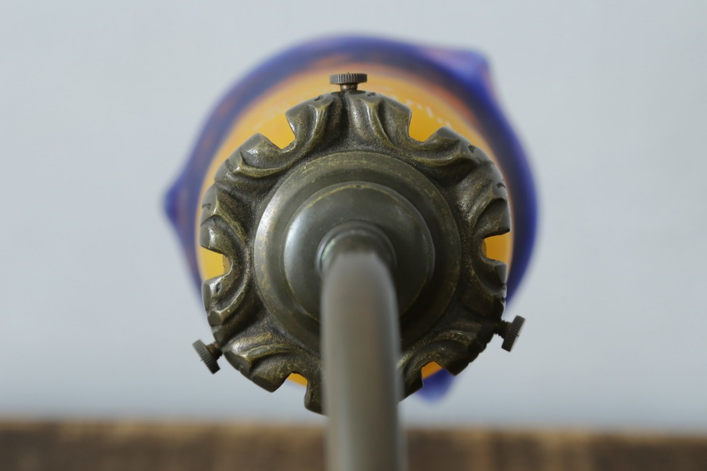 フランスアンティーク　Muller Freres Luneville(ミューラー兄弟)　配色の美しいガラスシェードのテーブルスタンド　(R-086183)