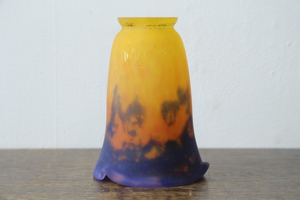 フランスアンティーク　Muller Freres Luneville(ミューラー兄弟)　配色の美しいガラスシェードのテーブルスタンド　(R-086183)