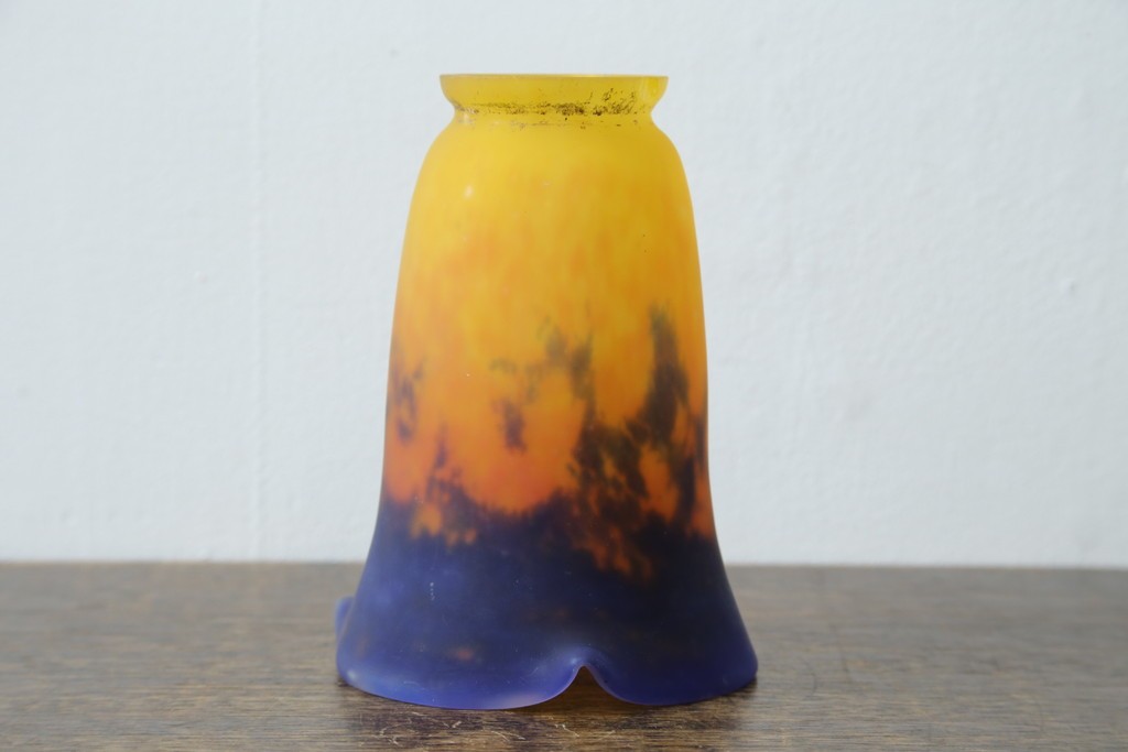 フランスアンティーク　Muller Freres Luneville(ミューラー兄弟)　配色の美しいガラスシェードのテーブルスタンド　(R-086183)