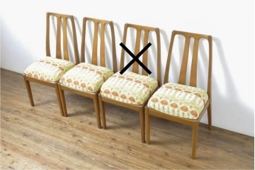 イギリスヴィンテージ　nathan(ネイサン)　ビーチ材　目を惹くボタニカル柄ファブリックのダイニングチェア3脚セット　(R-086186)