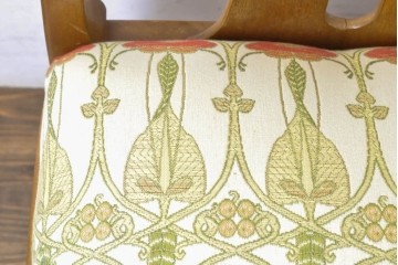 イギリスヴィンテージ　nathan(ネイサン)　ビーチ材　目を惹くボタニカル柄ファブリックのダイニングチェア3脚セット　(R-086186)