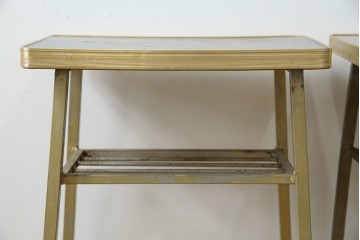 和製ヴィンテージ　華奢なメタリックフレームが印象的なサイドテーブル2点セット　(R-086196)