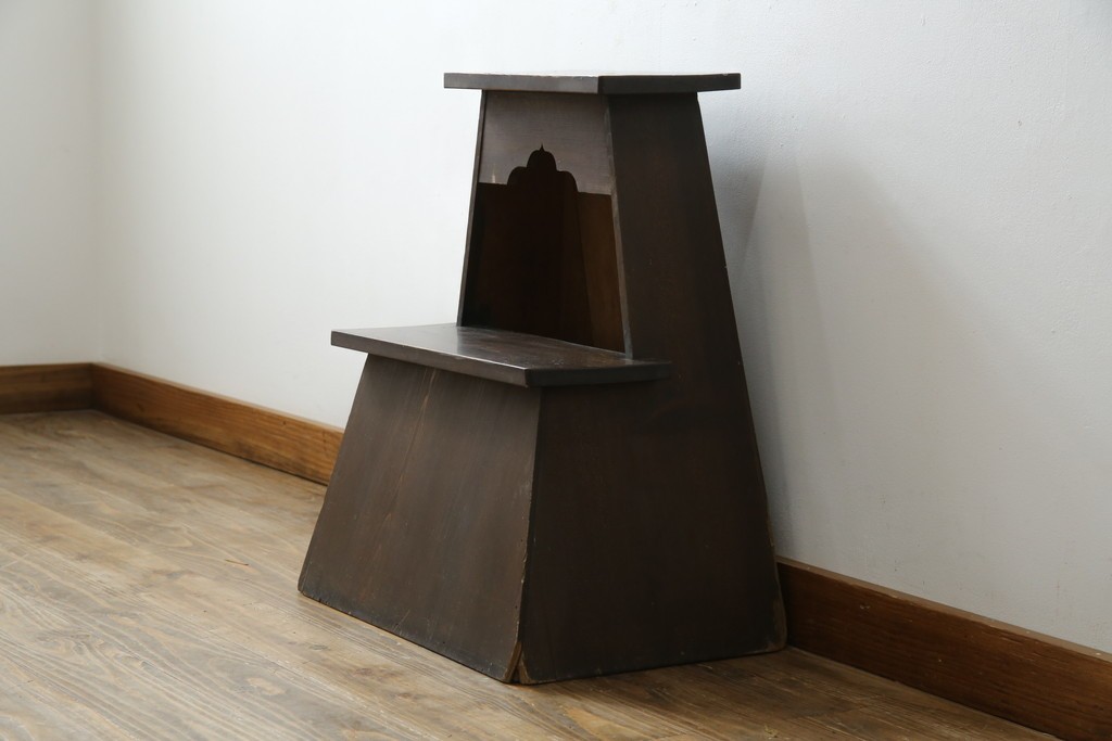 和製アンティーク　昭和初期　素朴な佇まいの2段踏み台　(R-086198)